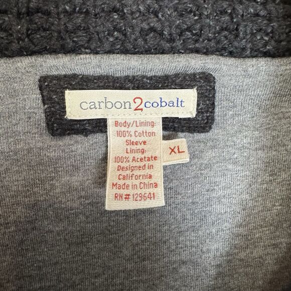 Carbon 2‎ Cobalt Sweater Men's XL Grey Foundry Full Zip Heavyweight Knit - Picture 3 of 6